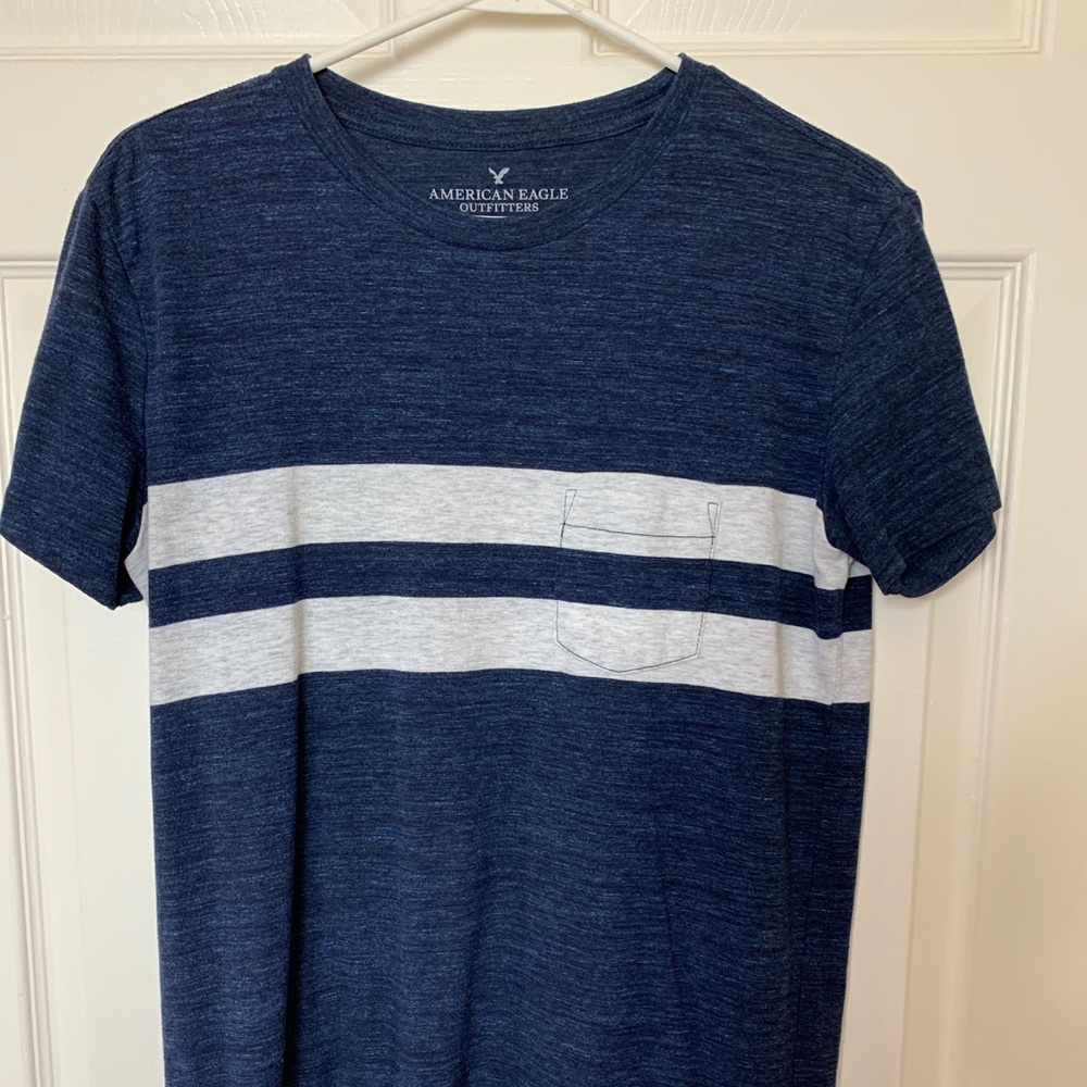 MENS - American Eagle Two-Striped Pocket Tee